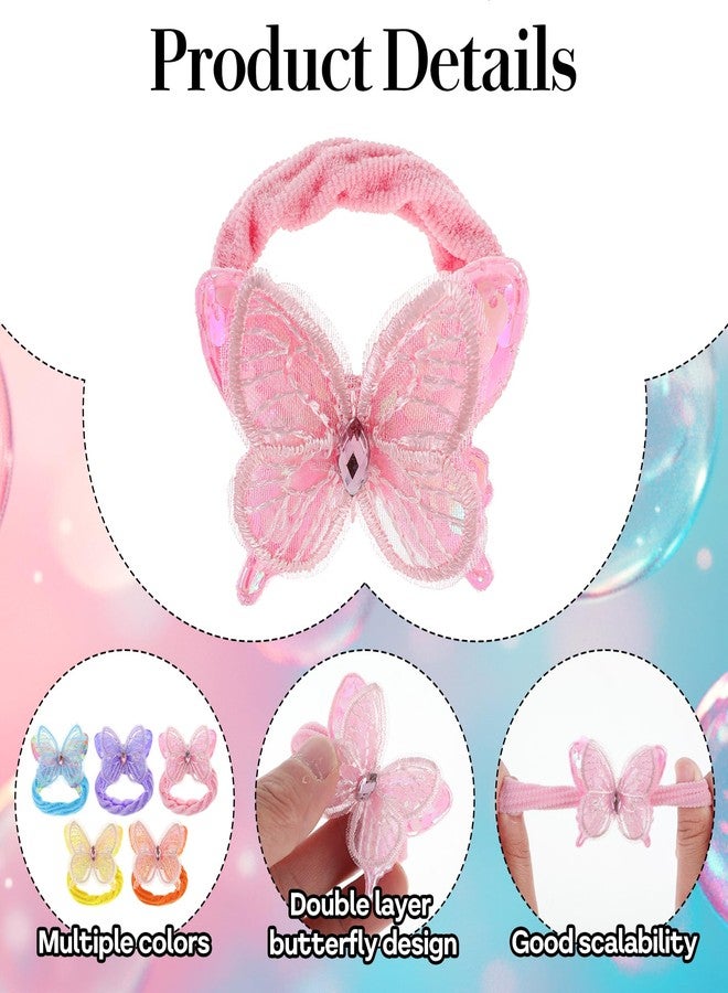 Yuanchu 20 Pcs Butterfly Elastic Hair Ties, Colorful Hair Scrunchie with Butterfly Cute Hair Bands Butterflies Accessories Clips Holders with Bows for Women - Image 4